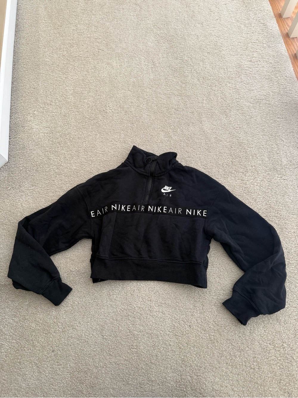 Nike Black Cropped Half-Zip Funnel Neck Sweatshirt